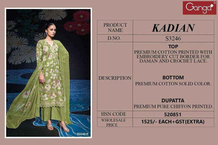 Ganga Kadian 3246 wholesale salwar kameez surat