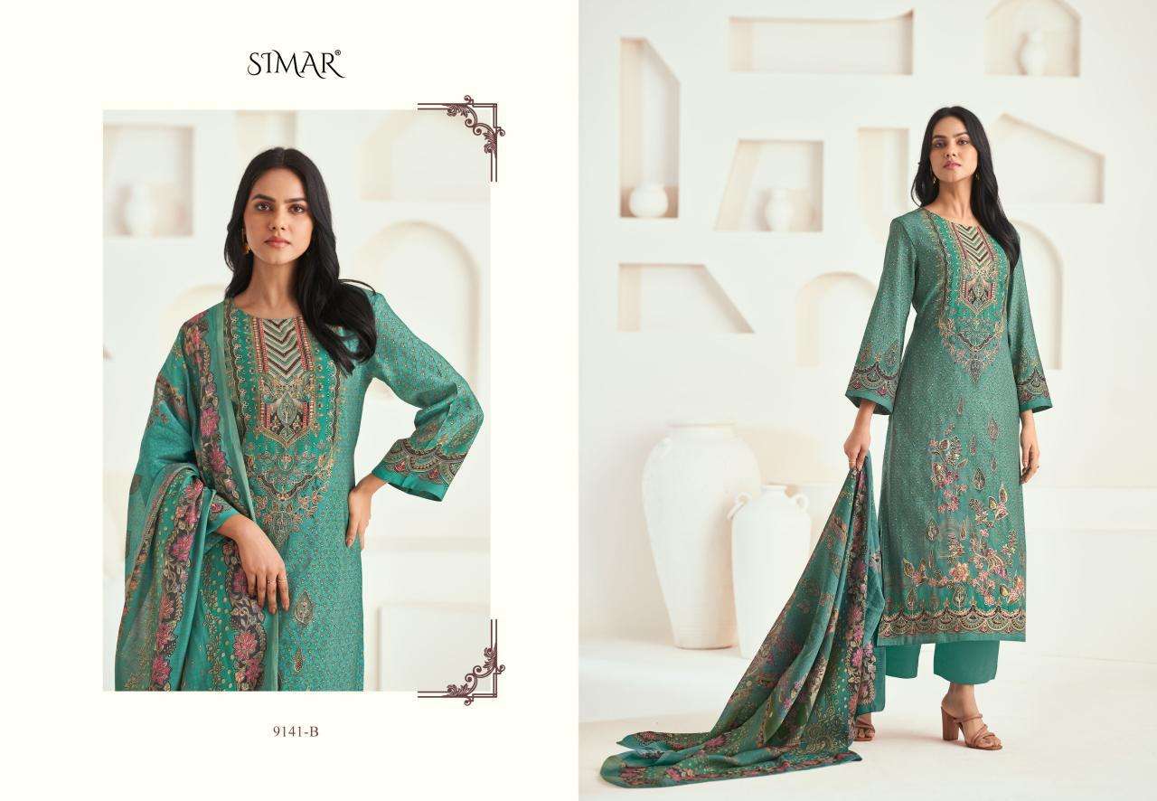 Glossy Simar Kinjal 9141A to 9141D designer salwar kameez wholesale