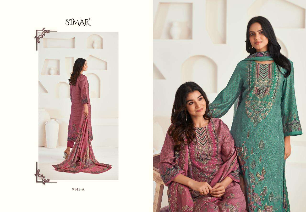 Glossy Simar Kinjal 9141A to 9141D designer salwar kameez wholesale