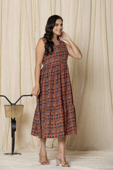 Sabella Cotton Sleeveless Ruffle Maxi Western Dress bangalore with price