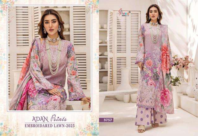 Shree Fabs Adan Prints Embroidered Lawn 2025 Chiffon Dupatta wholesale salwar suit market in mumbai