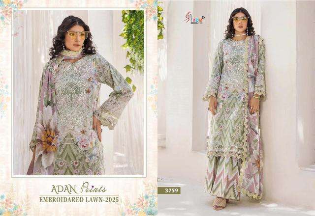 Shree Fabs Adan Prints Embroidered Lawn 2025 Chiffon Dupatta wholesale salwar suit market in mumbai