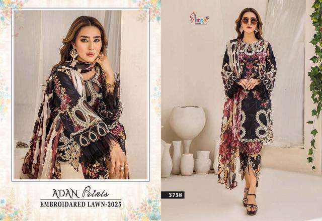 Shree Fabs Adan Prints Embroidered Lawn 2025 Chiffon Dupatta wholesale salwar suit market in mumbai