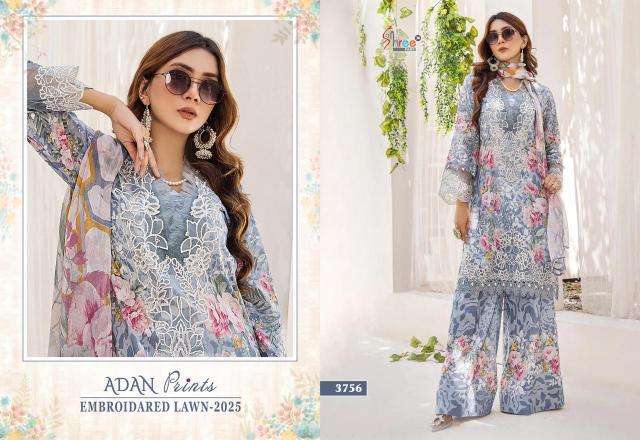 Shree Fabs Adan Prints Embroidered Lawn 2025 Chiffon Dupatta wholesale salwar suit market in mumbai