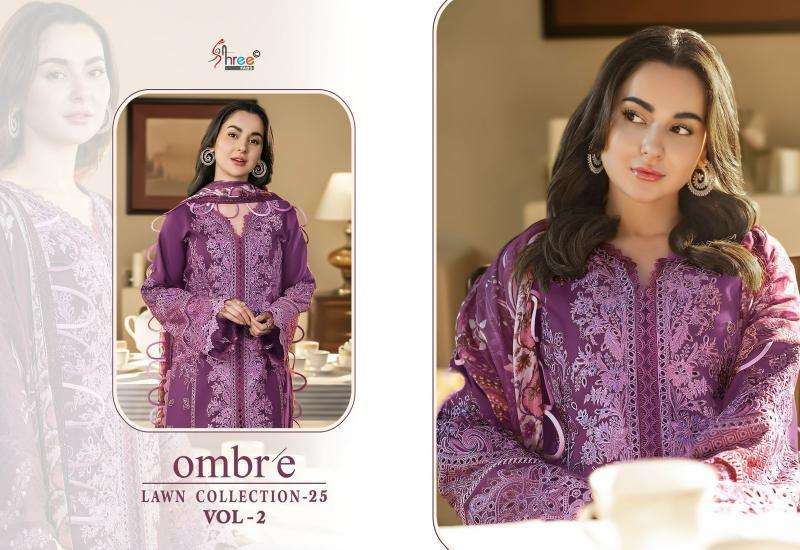 Shree Fabs Ombre Lawn Collection 25 Vol 2 Chiffon Dupatta salwar kameez wholesale surat