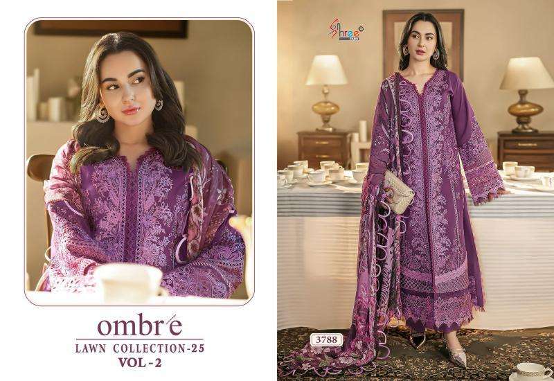 Shree Fabs Ombre Lawn Collection 25 Vol 2 Chiffon Dupatta salwar kameez wholesale surat