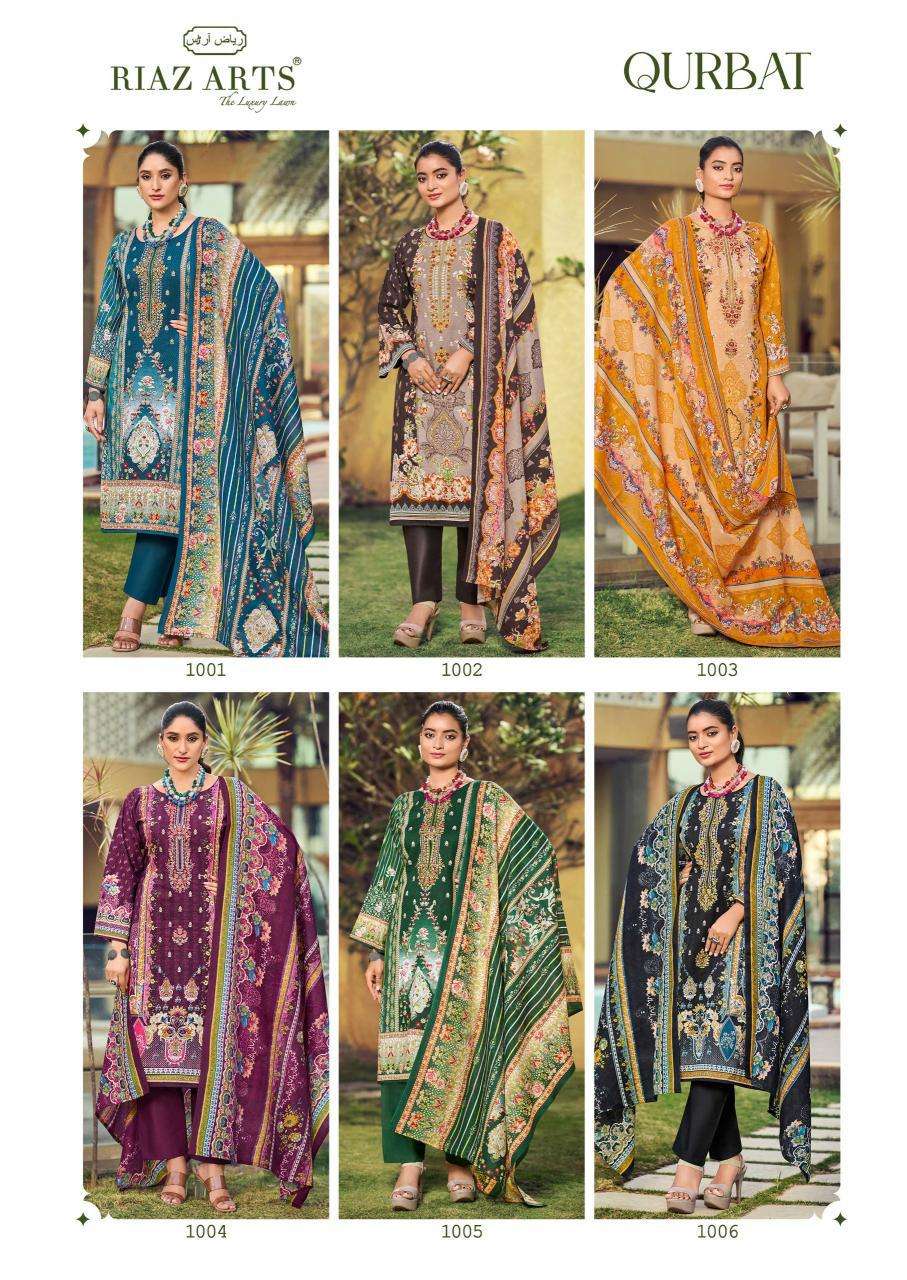 Riaz Arts Qurbat Wholesale dress materials catalog surat