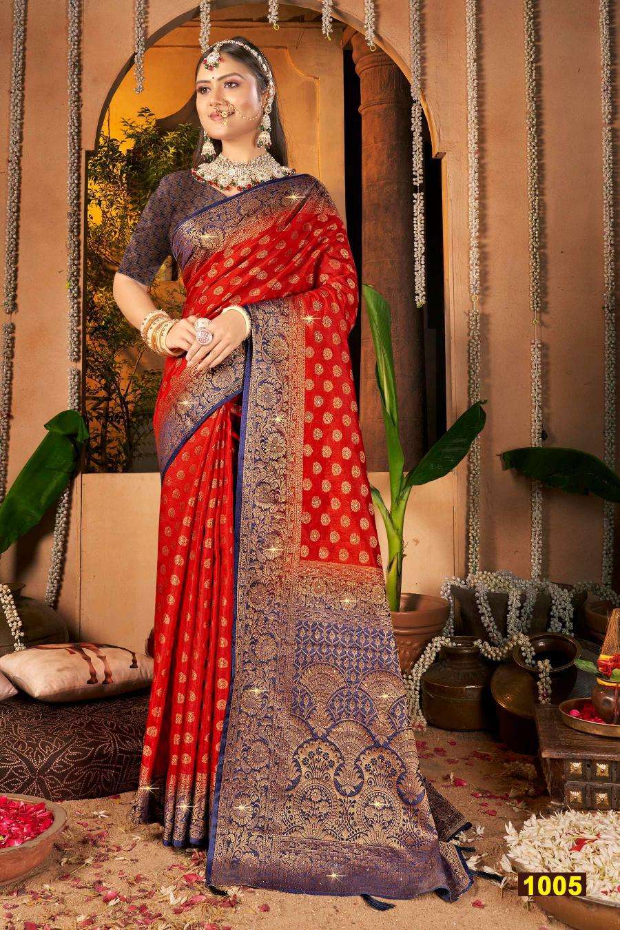 Saroj Vrindavan dola sarovski vol.4 Wholesale saree market in Ahmedabad