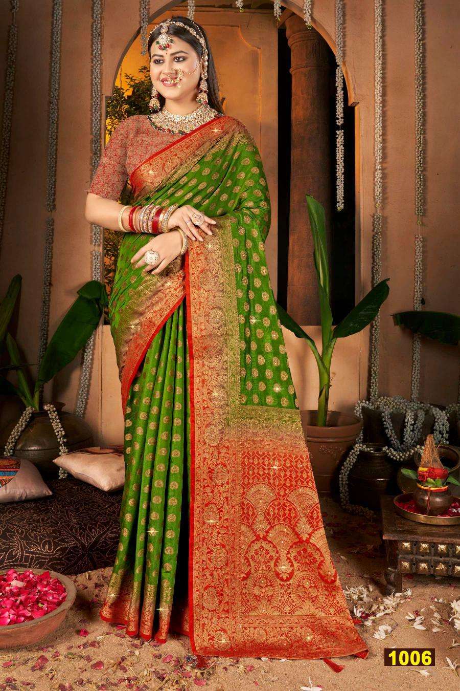 Saroj Vrindavan dola sarovski vol.4 Wholesale saree market in Ahmedabad