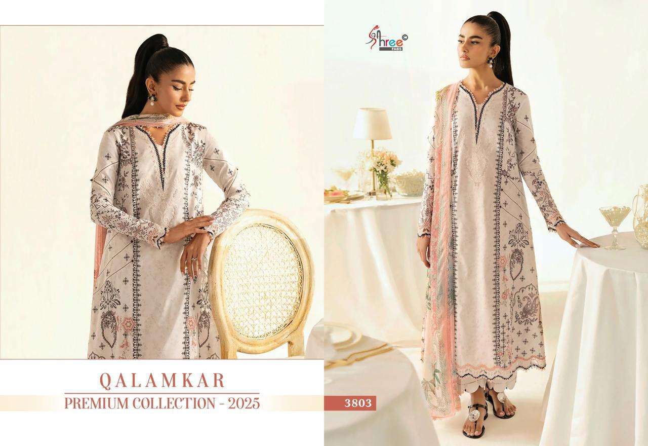 Shree Fabs Qalamkar Premiun Collection 2025 Chiffon Dupatta Wholesale unstitched salwar kameez