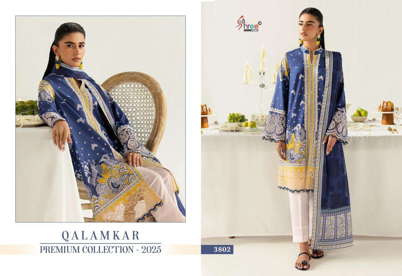 Shree Fabs Qalamkar Premiun Collection 2025 Chiffon Dupatta Wholesale unstitched salwar kameez