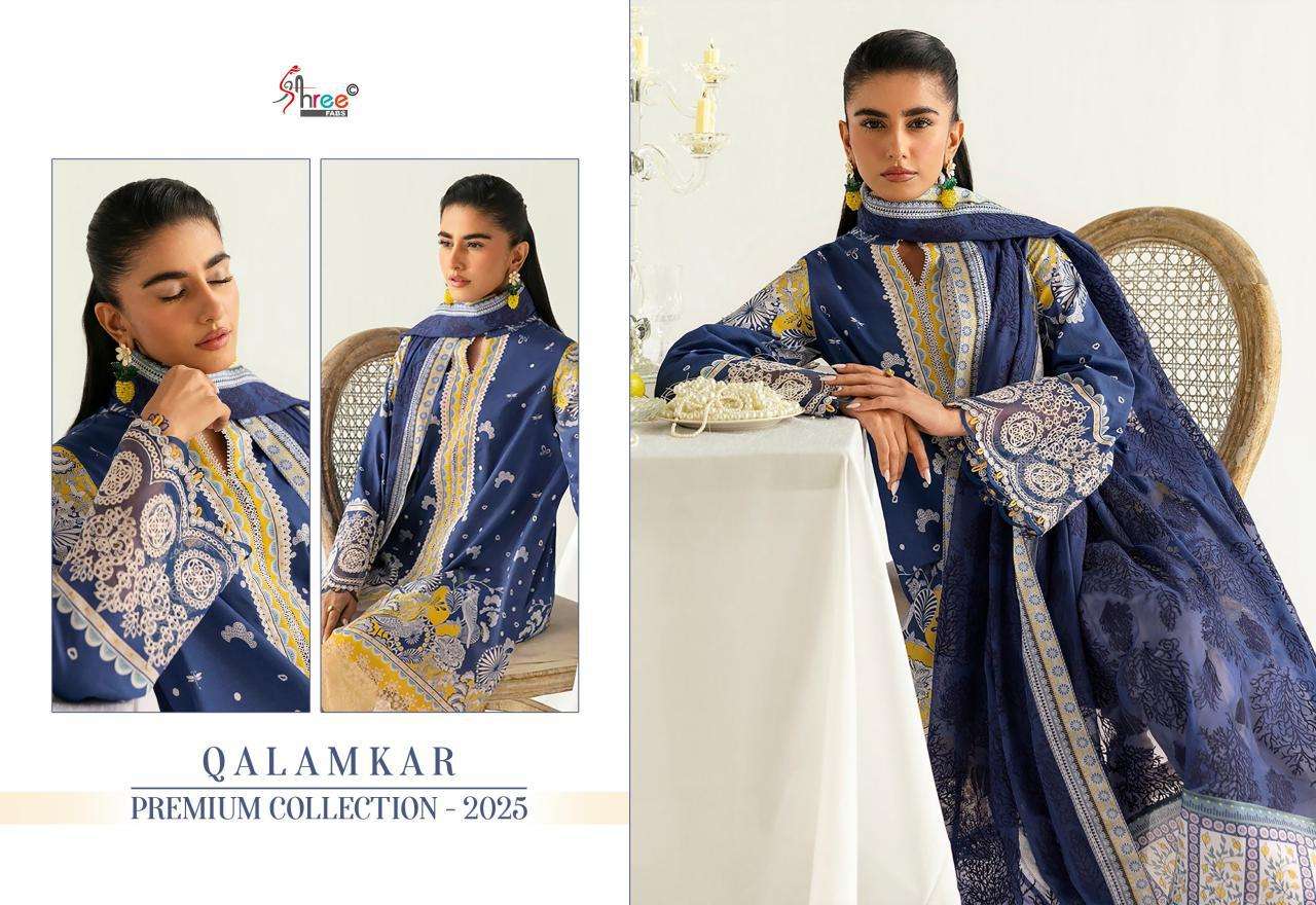 Shree Fabs Qalamkar Premiun Collection 2025 Chiffon Dupatta Wholesale unstitched salwar kameez