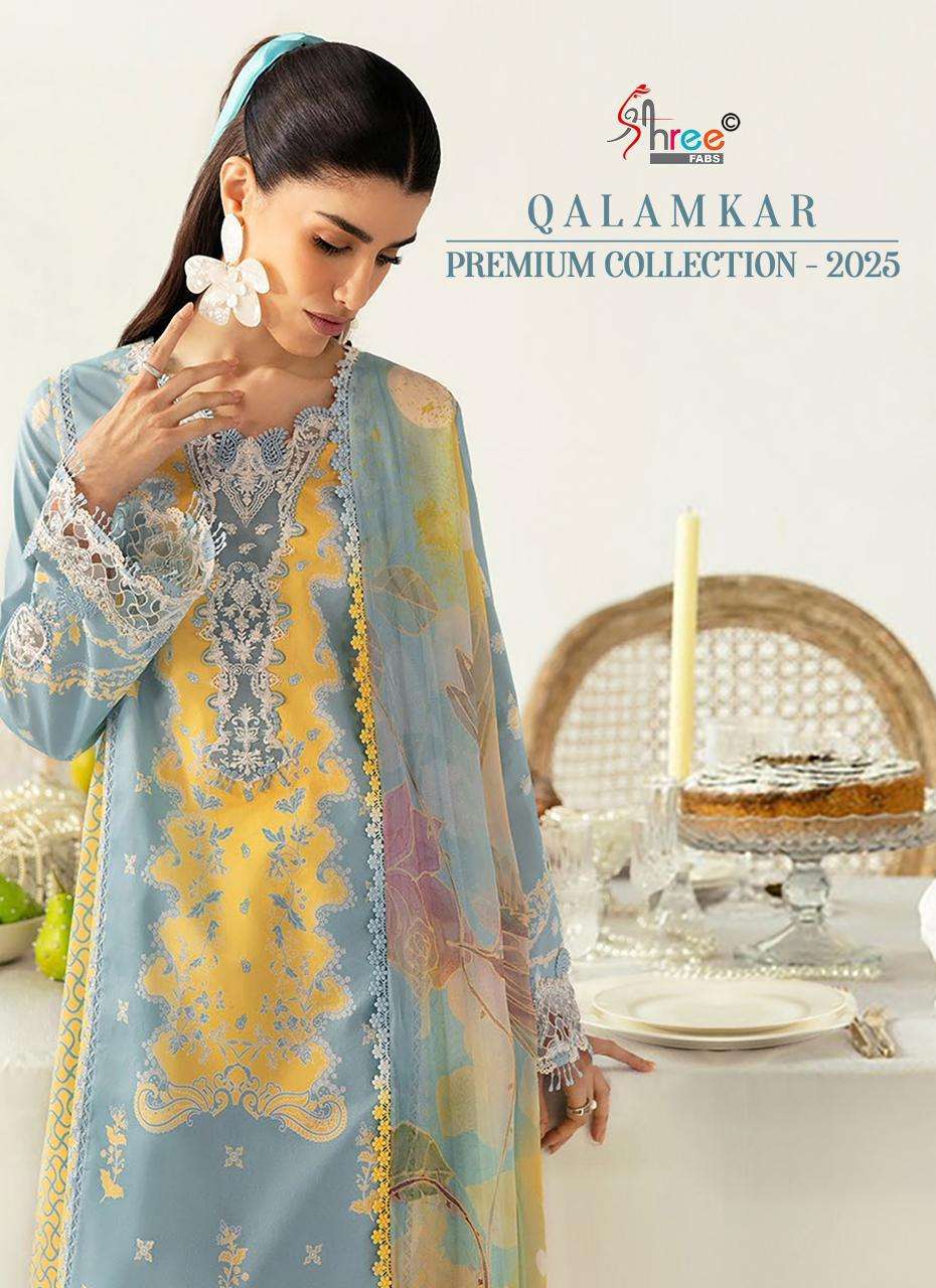 Shree Fabs Qalamkar Premiun Collection 2025 Chiffon Dupatta Wholesale unstitched salwar kameez