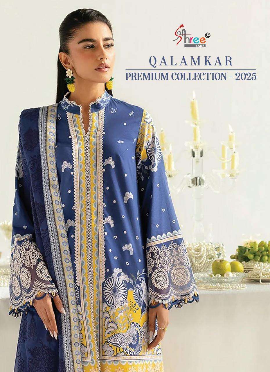 Shree Fabs Qalamkar Premiun Collection 2025 Chiffon Dupatta Wholesale unstitched salwar kameez