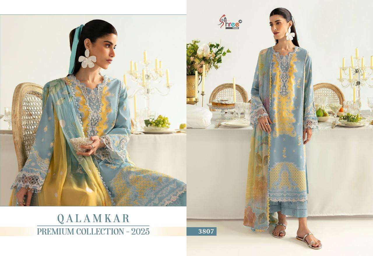 Shree Fabs Qalamkar Premiun Collection 2025 Chiffon Dupatta Wholesale unstitched salwar kameez