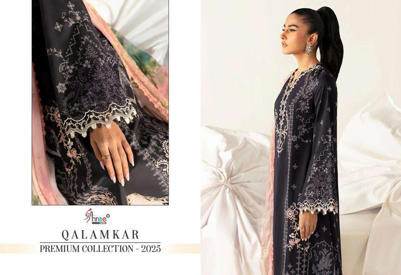 Shree Fabs Qalamkar Premiun Collection 2025 Chiffon Dupatta Wholesale unstitched salwar kameez