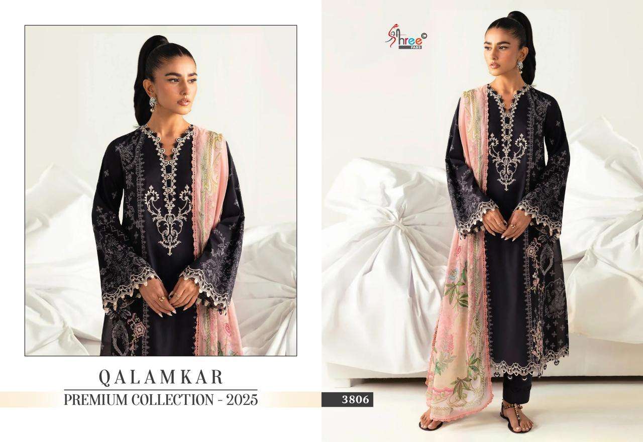 Shree Fabs Qalamkar Premiun Collection 2025 Chiffon Dupatta Wholesale unstitched salwar kameez